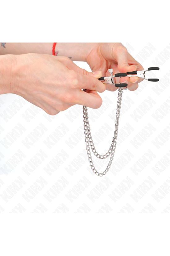 KINK - PINZE PER CAPEzzoli CON 2 CATENE SPESSE ARGENTO 20/23 CM