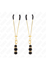KINK - PINZE PER CAPEZZOLI SOTTILI ORO CON 3 PERLINE DI VETRO NERE 7 CM