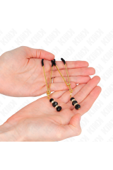 KINK - PINZE PER CAPEZZOLI SOTTILI ORO CON 3 PERLINE DI VETRO NERE 7 CM