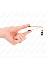 KINK - PINZE PER CAPEZZOLI SOTTILI ORO CON 3 PERLINE DI VETRO NERE 7 CM