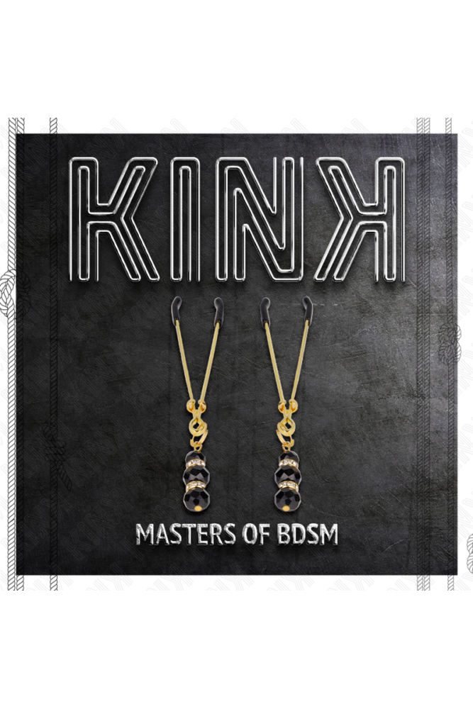 KINK - PINZE PER CAPEZZOLI SOTTILI ORO CON 3 PERLINE DI VETRO NERE 7 CM