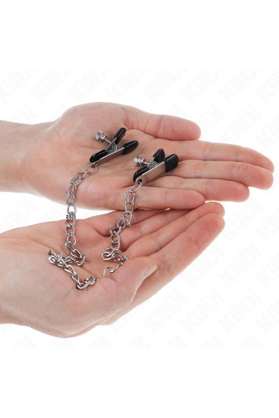 KINK - MORSETTI PER CAPEZZOLI A CATENA PIATTA ARGENTO 34 CM