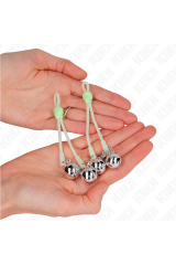KINK - PINZE PER CAPEZZOLI TESCHIO LUMINOSO CON ANELLO CAMPANE REGOLABILI VERDE/ARGENTO