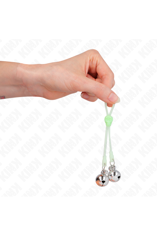 KINK - PINZE PER CAPEZZOLI TESCHIO LUMINOSO CON ANELLO CAMPANE REGOLABILI VERDE/ARGENTO