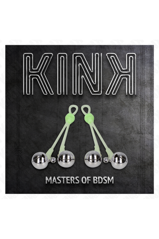 KINK - PINZE PER CAPEZZOLI TESCHIO LUMINOSO CON ANELLO CAMPANE REGOLABILI VERDE/ARGENTO