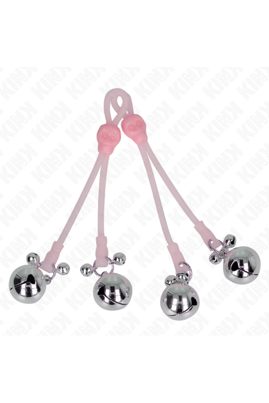 KINK - PINZE PER CAPEZZOLI TESCHIO LUMINOSO CON ANELLO CAMPANELLI REGOLABILI ROSA/ARGENTO