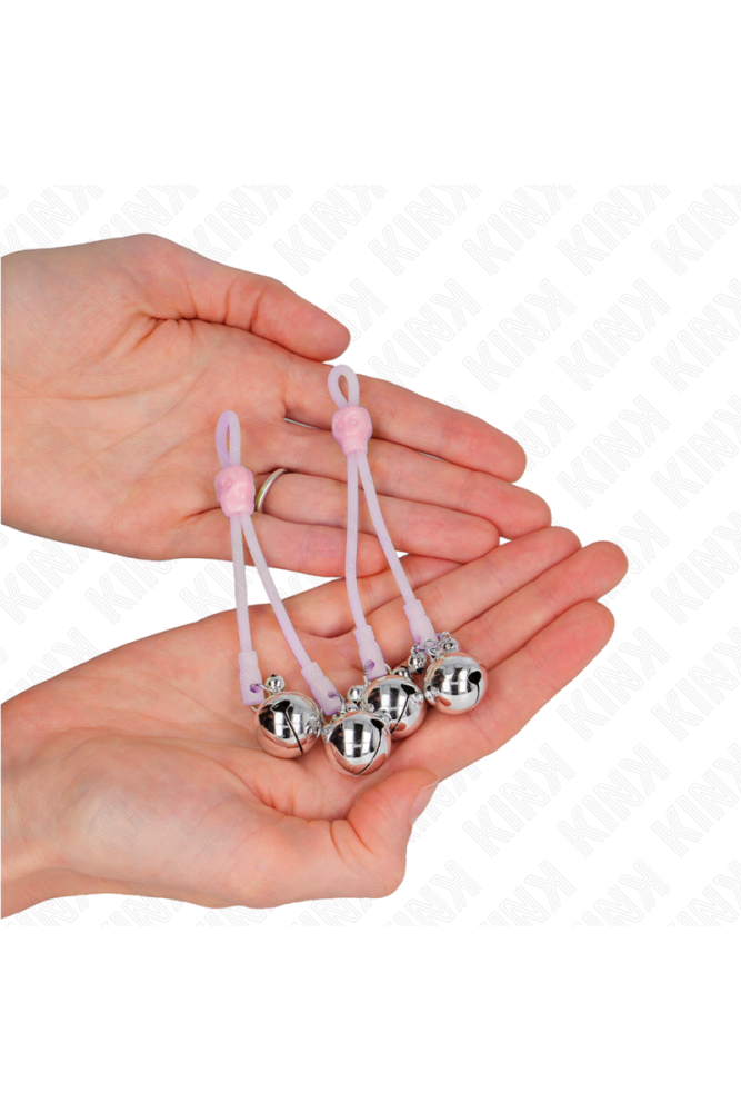 KINK - PINZE PER CAPEZZOLI TESCHIO LUMINOSO CON ANELLO CAMPANELLI REGOLABILI ROSA/ARGENTO