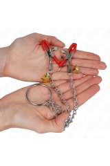 KINK - MORSETTI PER CAPEZZOLI TRIPLI E CLIT ROSSO CON CATENA 30 CM