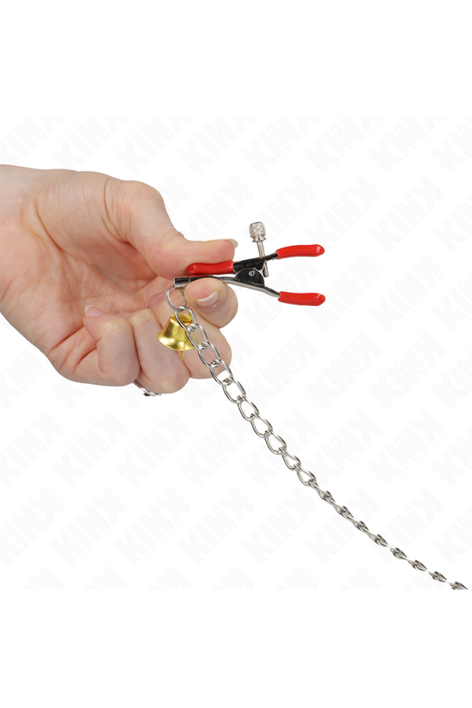 KINK - MORSETTI PER CAPEZZOLI TRIPLI E CLIT ROSSO CON CATENA 30 CM