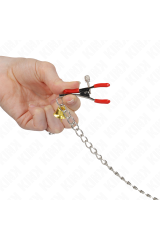 KINK - MORSETTI PER CAPEZZOLI TRIPLI E CLIT ROSSO CON CATENA 30 CM