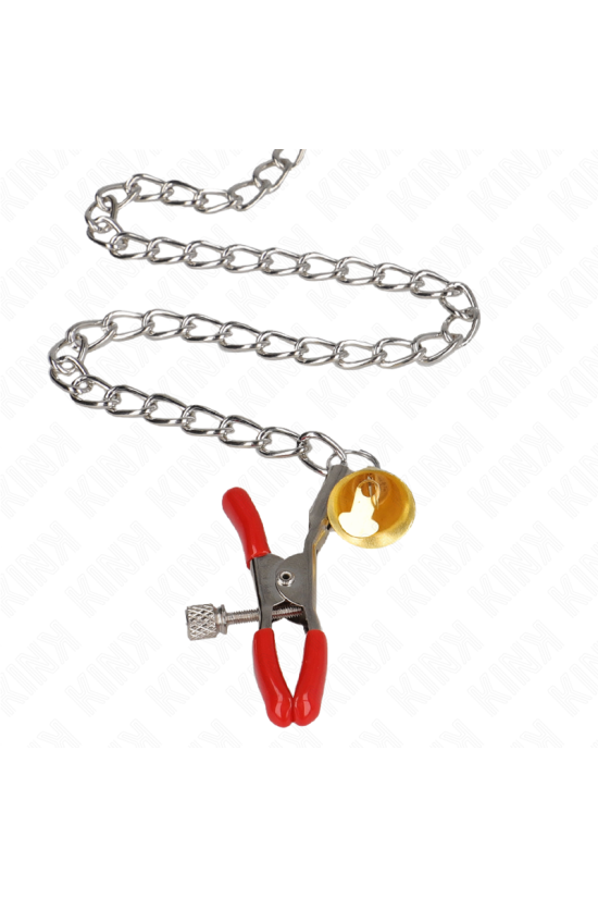 KINK - MORSETTI PER CAPEZZOLI TRIPLI E CLIT ROSSO CON CATENA 30 CM