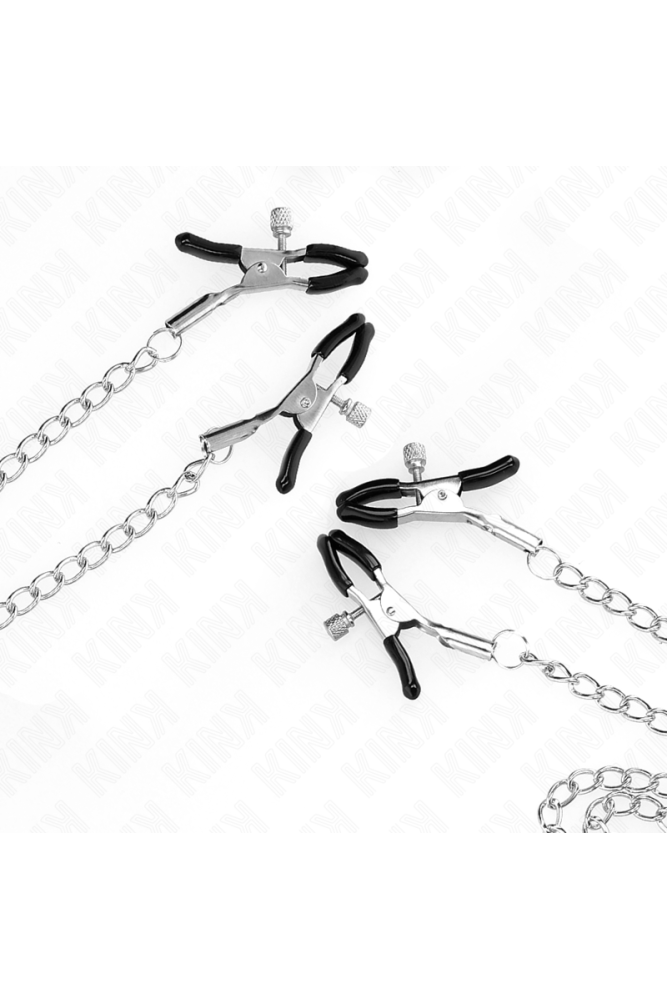 KINK - 4 MORSETTI PER CAPEZZOLI E CLIT REGOLABILI ARGENTO