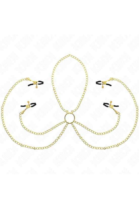 KINK - 4 MORSETTI PER CAPEZZOLI E CLIT REGOLABILI ORO