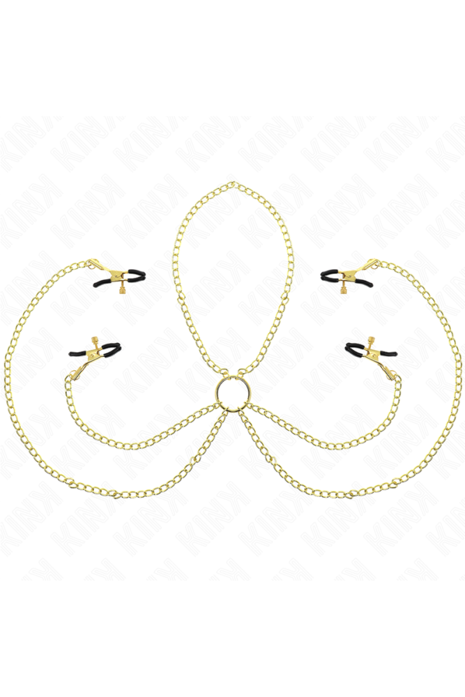 KINK - 4 MORSETTI PER CAPEZZOLI E CLIT REGOLABILI ORO