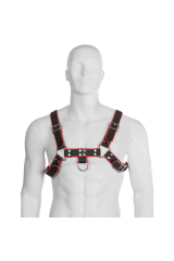 LEATHER BODY - CATENA HARNESS III NERO / ROSSO