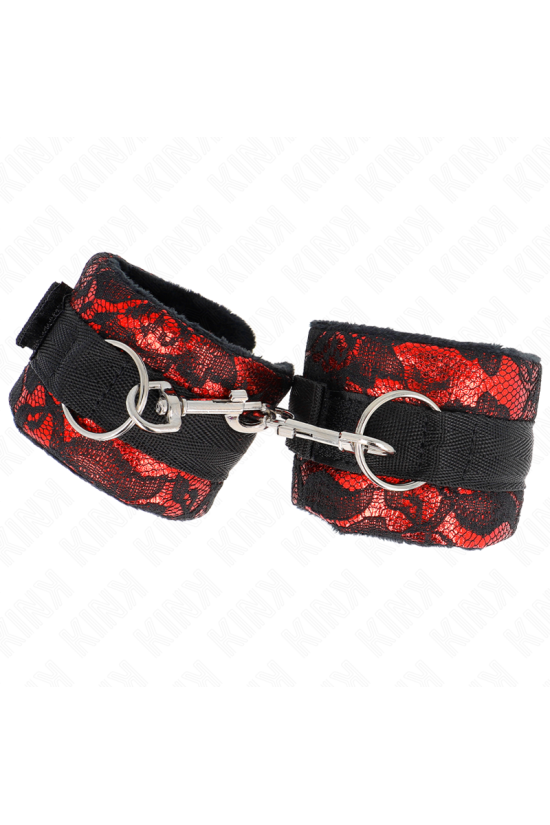KINK - POLSO CORTO IN PIZZO DI VELLUTO E FASCIA IN NYLON ROSSO / NERO 23 X 6