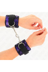 KINK - RESISTENZA DA POLSO CORTA IN PIZZO DI VELLUTO E FASCIA IN NYLON VIOLA/NERO 23 X 6