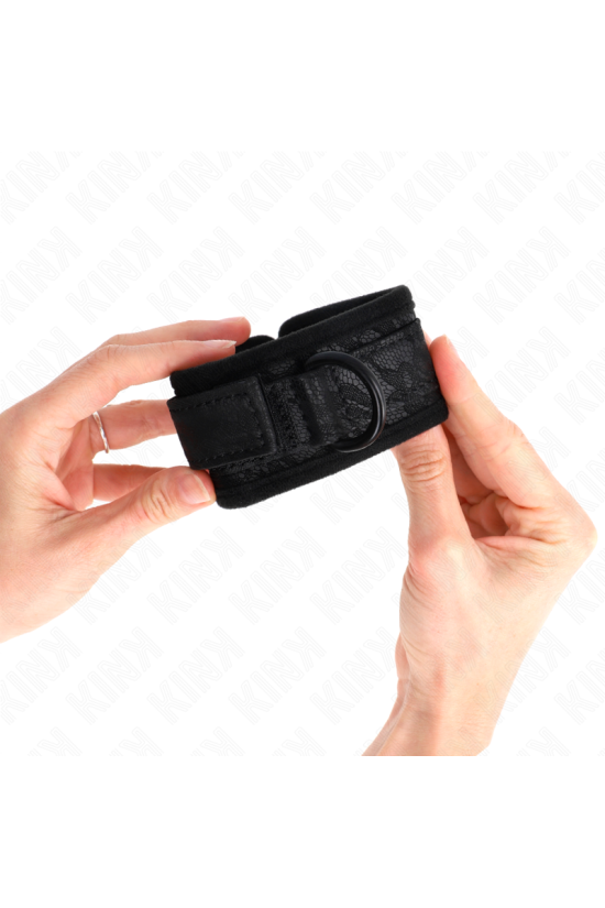 KINK - POLSI RICOPERTI DI PIZZO SCURO IN NEOPRENE REGOLABILE NERO 20-29 CM X 5 CM
