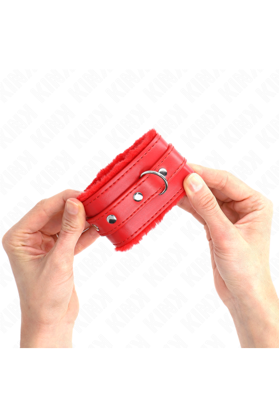 KINK - POGGIPOLSI PREMIUM IMBOTTITI IN PELLICCIA ROSSI CON CINTURA ROSSA REGOLABILE 17-29 CM X 6 CM