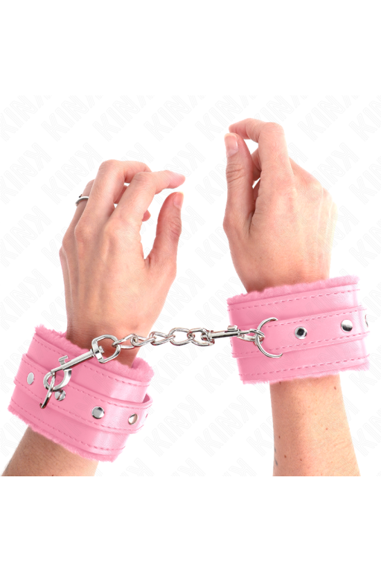 KINK - POGGIPOLSI PREMIUM RIVESTITI IN PELLICCIA ROSA CON CINTURA ROSA REGOLABILE 17-29 CM X 6 CM