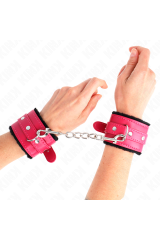 KINK - POGGIPOLSI PREMIUM FODERATI IN PELLICCIA NERI CON CINTURA ROSA LAMPONE REGOLABILE 17-29 CM X 6 CM