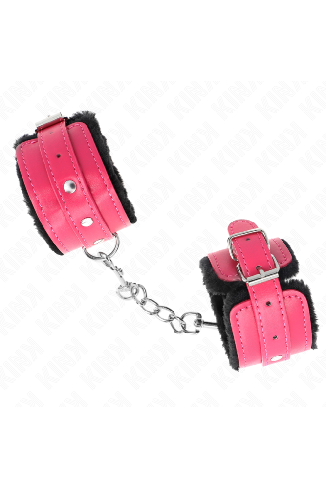KINK - POGGIPOLSI PREMIUM FODERATI IN PELLICCIA NERI CON CINTURA ROSA LAMPONE REGOLABILE 17-29 CM X 6 CM