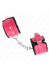 KINK - POGGIPOLSI PREMIUM FODERATI IN PELLICCIA NERI CON CINTURA ROSA LAMPONE REGOLABILE 17-29 CM X 6 CM