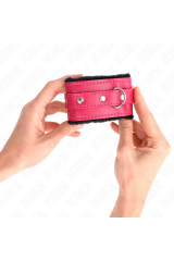 KINK - POGGIPOLSI PREMIUM FODERATI IN PELLICCIA NERI CON CINTURA ROSA LAMPONE REGOLABILE 17-29 CM X 6 CM