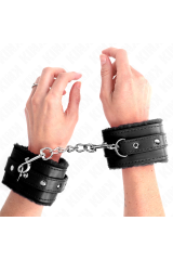 KINK - RESISTENZA DA POLSO PREMIUM FODERATA IN PELLICCIA NERA CON CINTURA NERA REGOLABILE 17-29 CM X 6 CM