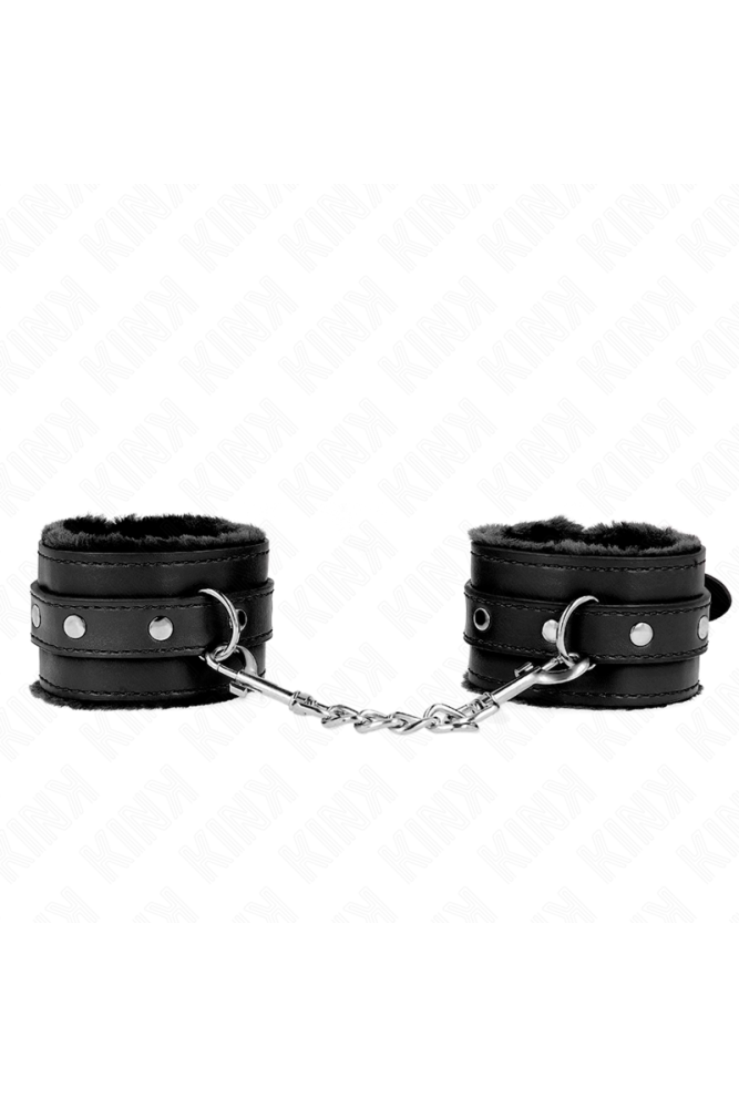 KINK - RESISTENZA DA POLSO PREMIUM FODERATA IN PELLICCIA NERA CON CINTURA NERA REGOLABILE 17-29 CM X 6 CM