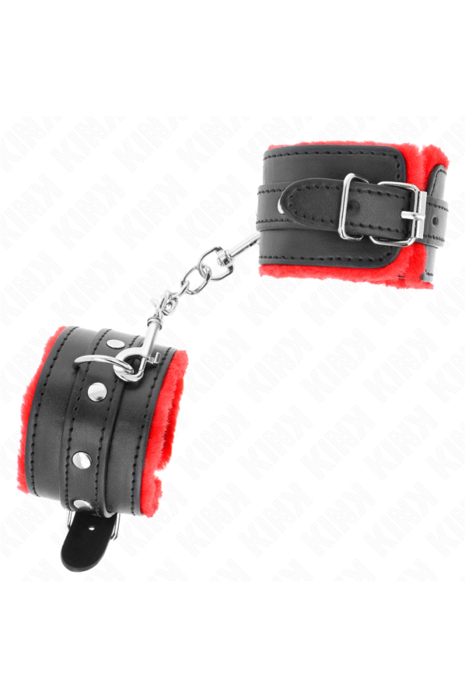 KINK - RESISTENZA DA POLSO PREMIUM FODERATA IN PELLICCIA ROSSO CON CINTURA NERA REGOLABILE 17-29 CM X 6 CM