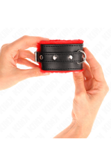 KINK - RESISTENZA DA POLSO PREMIUM FODERATA IN PELLICCIA ROSSO CON CINTURA NERA REGOLABILE 17-29 CM X 6 CM