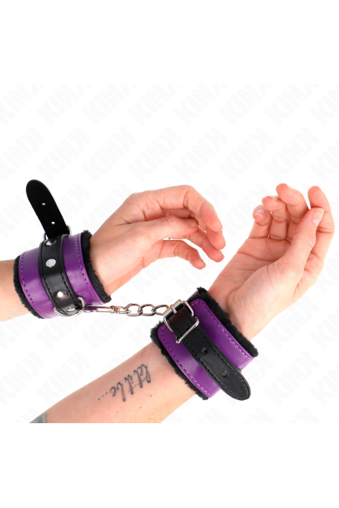 KINK - POGGIPOLSI PREMIUM FODERATI IN PELLICCIA NERI CON CINTURA VIOLA/NERA REGOLABILE 17-29 CM X 6 CM