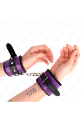 KINK - POGGIPOLSI PREMIUM FODERATI IN PELLICCIA NERI CON CINTURA VIOLA/NERA REGOLABILE 17-29 CM X 6 CM