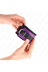 KINK - POGGIPOLSI PREMIUM FODERATI IN PELLICCIA NERI CON CINTURA VIOLA/NERA REGOLABILE 17-29 CM X 6 CM