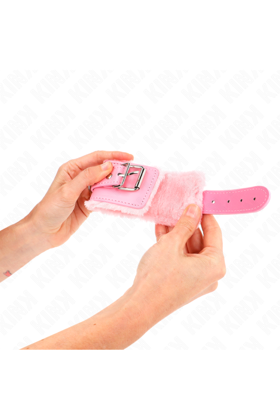 KINK - RESISTENZA DA POLSO IMBOTTITA IN PELLICCIA ROSA CON CINTURA ROSA REGOLABILE 17-29 CM X 6 CM
