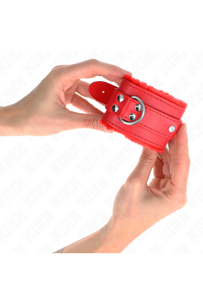 KINK - RESISTENZA DA POLSO IMBOTTITA IN PELLICCIA ROSSO CON CINTURA ROSSA REGOLABILE 17-29 CM X 6 CM