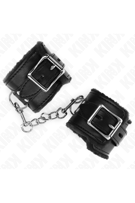 KINK - RESISTENZA DA POLSO IMBOTTITA IN PELLICCIA NERA CON CINTURA NERA REGOLABILE 17-29 CM X 6 CM