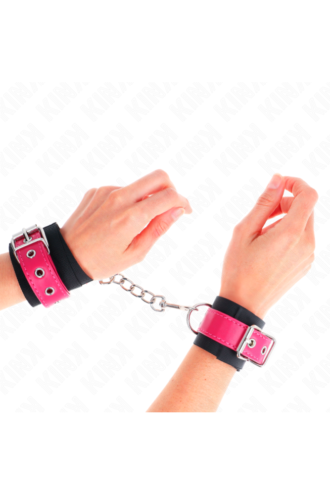 KINK - RESISTENZA DA POLSO IN NYLON NERO CON CINTURA IN SIMILPELLE ROSA LAMPONE REGOLABILE 19-29 CM X 5