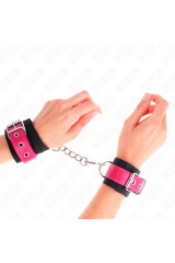 KINK - RESISTENZA DA POLSO IN NYLON NERO CON CINTURA IN SIMILPELLE ROSA LAMPONE REGOLABILE 19-29 CM X 5