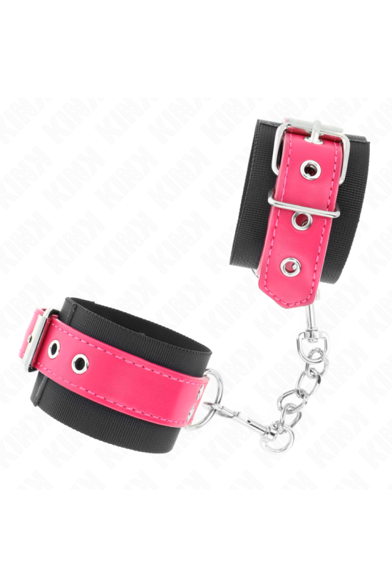 KINK - RESISTENZA DA POLSO IN NYLON NERO CON CINTURA IN SIMILPELLE ROSA LAMPONE REGOLABILE 19-29 CM X 5