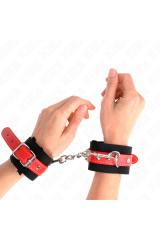 KINK - RESISTENZA DA POLSO IN NYLON NERO CON SIMILPELLE ROSSO REGOLABILE 19-24 CM X 5