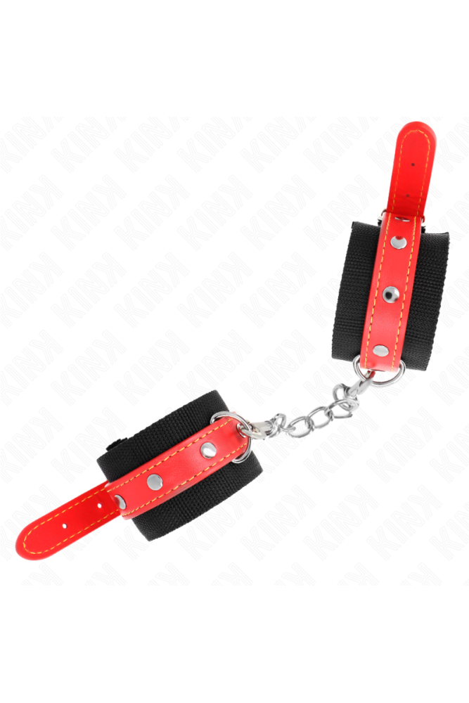 KINK - RESISTENZA DA POLSO IN NYLON NERO CON SIMILPELLE ROSSO REGOLABILE 19-24 CM X 5