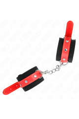 KINK - RESISTENZA DA POLSO IN NYLON NERO CON SIMILPELLE ROSSO REGOLABILE 19-24 CM X 5