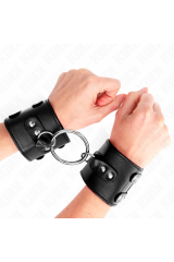 KINK - POLSO FISSO CON ANELLO E BORCHIE REGOLABILE NERO 17-22 CM X 6