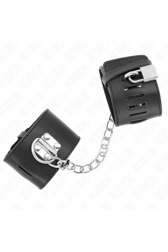KINK - POLSO FISSO CON CATENA 30 CM E CHIUSURA LUCCHETTO NERO REGOLABILE 16-23 CM X 5