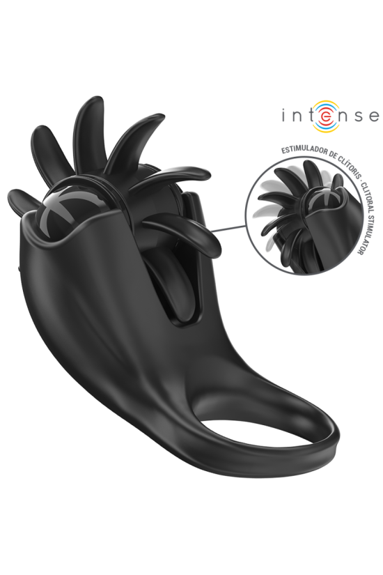 INTENSE - MABEL ANELLO VIBRANTE 10 VIBRAZIONI CON STIMOLATORE CLITORIDEO NERO