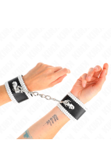 KINK - POLSO NERO CON PIZZO DECORATO BIANCO REGOLABILE 20-23 CM X 5