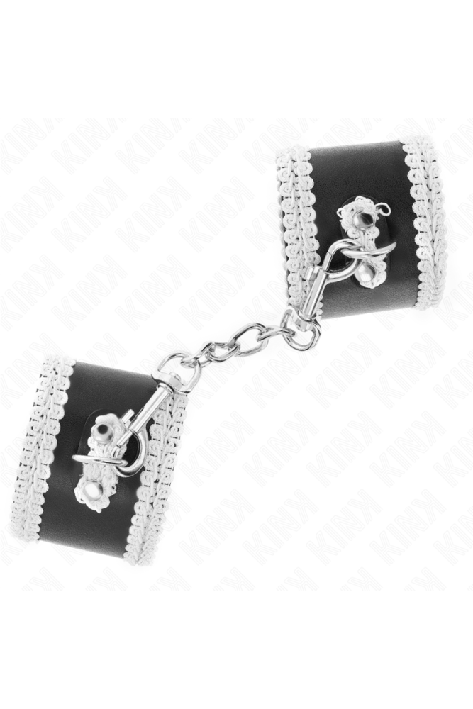 KINK - POLSO NERO CON PIZZO DECORATO BIANCO REGOLABILE 20-23 CM X 5