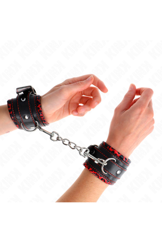 KINK - POGGIPOLSI IMBOTTITI IN PELLICCIA ROSSO/NERO REGOLABILE 17-29 CM X 6 CM